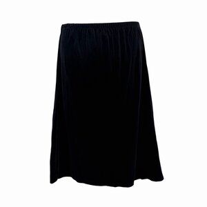VINTAGE ELASTIC WAIST BLACK VELVET MIDI SKIRT